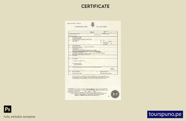 Plantilla de certificado de defunción del Reino Unido lista para imprimir en for